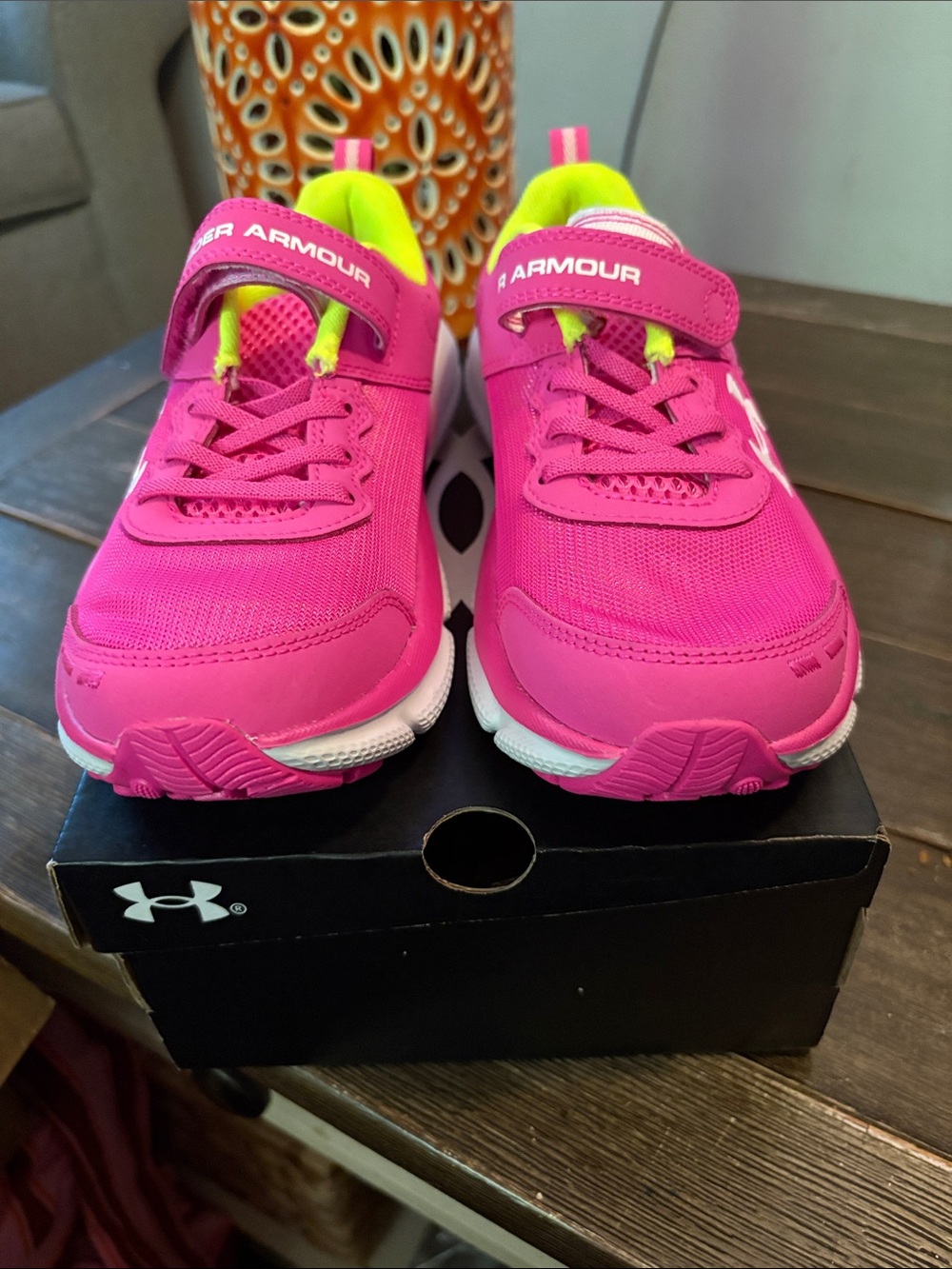 Under Armour Kids Hot Pink & Neon Yellow Lace-Top Sneakers